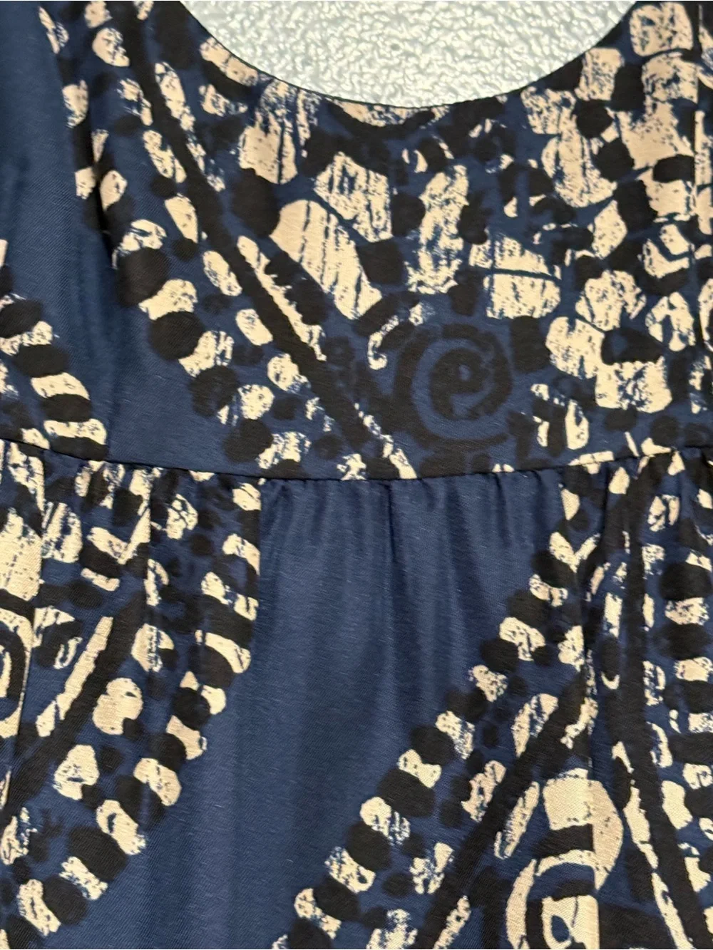 Michael Kors Navy and Cream Printed Sleeveless Dress size 2